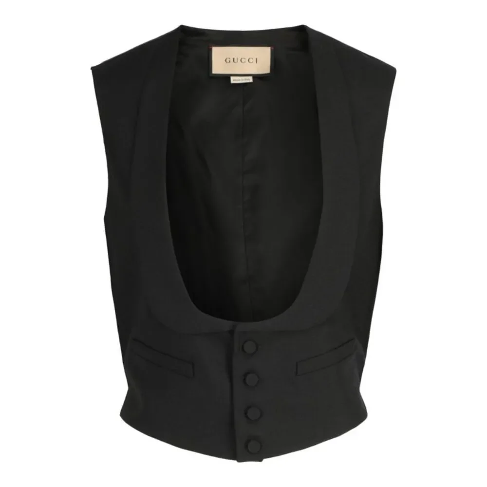 Gucci Wool Tailored Vest Black Mens